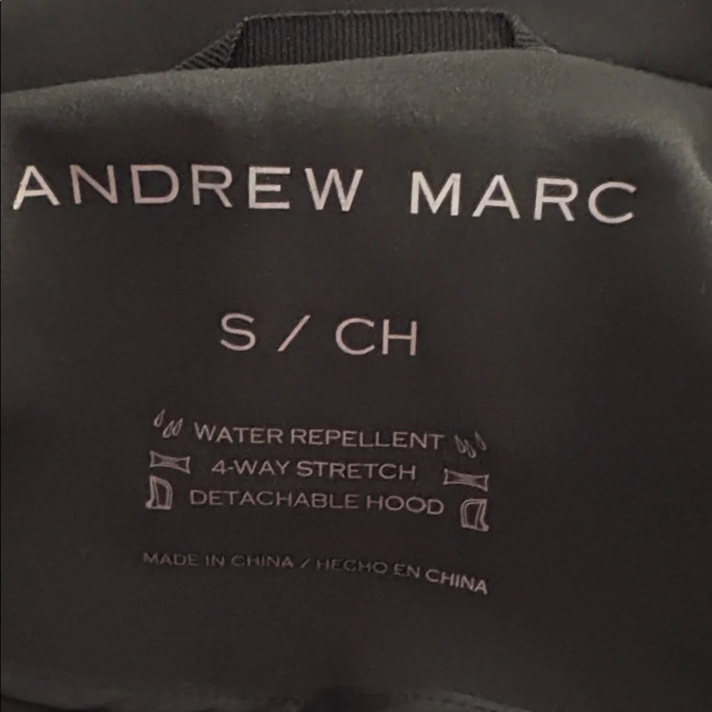 ANDREW MARC Waterproof Softshell Zip Front Trench Coat in Classic Black Size S